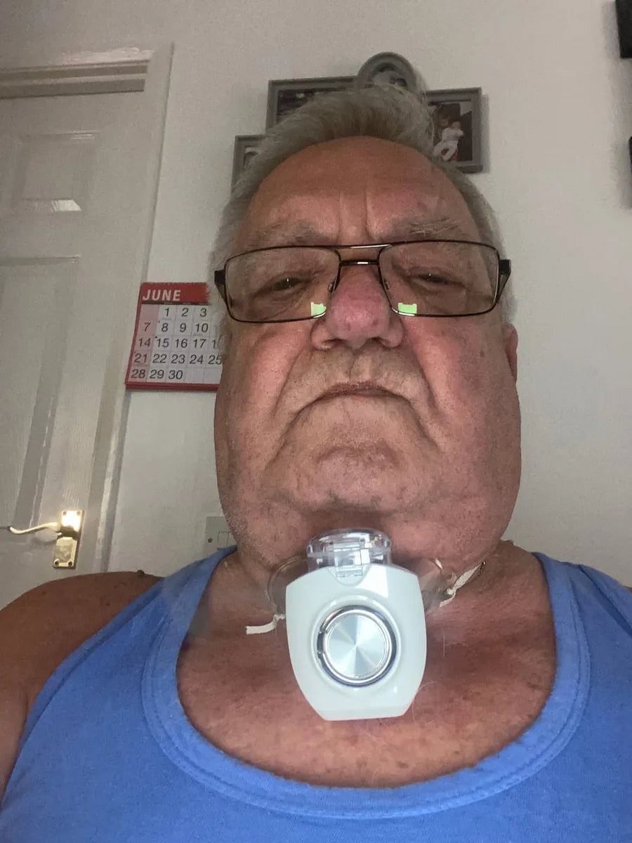 Customer using a portable nebulizer