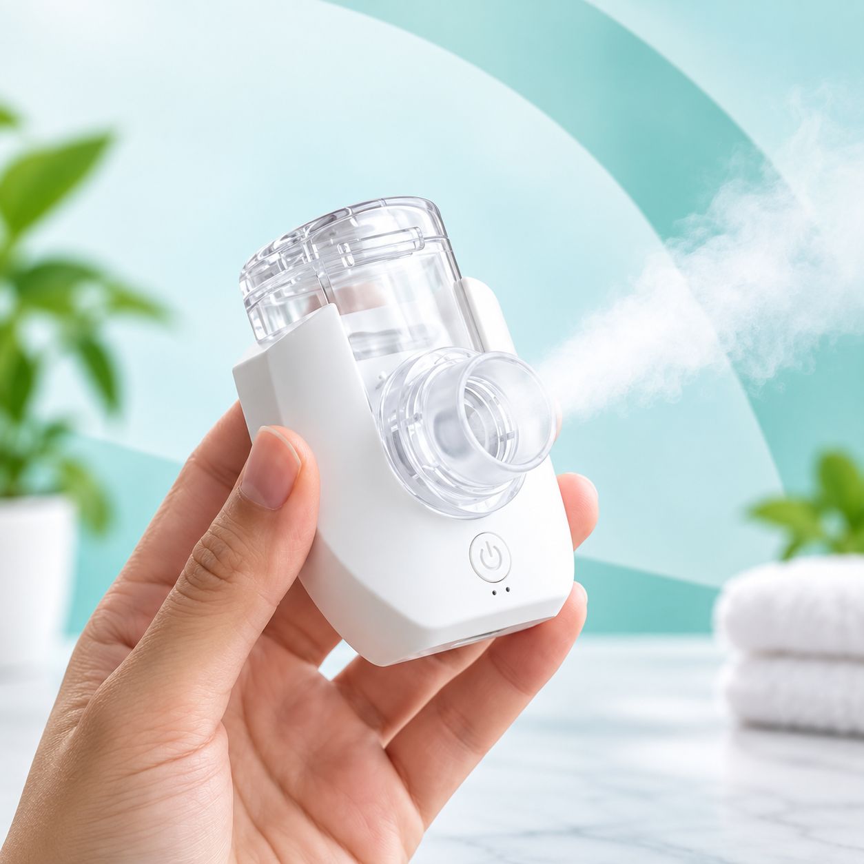 Nebulizer handheld in use mist
